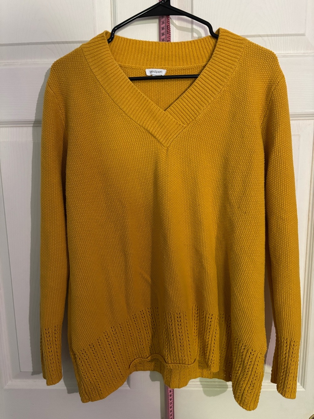 Mustard yellow V-Neck Knit Sweater - Women's
